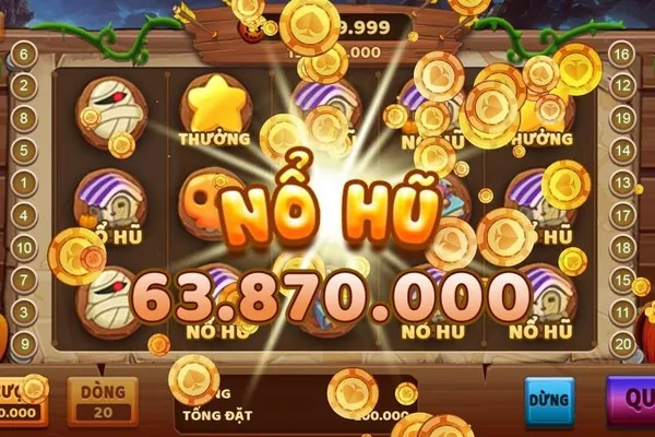 Hình ảnh các tính năng thưởng và chiến thắng jackpot tại 55win slots
